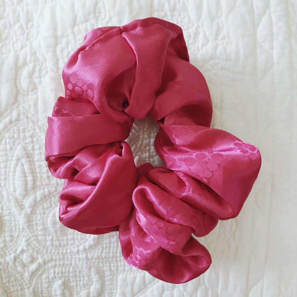 Vintage Hot Pink Jumbo Scrunchie Satin